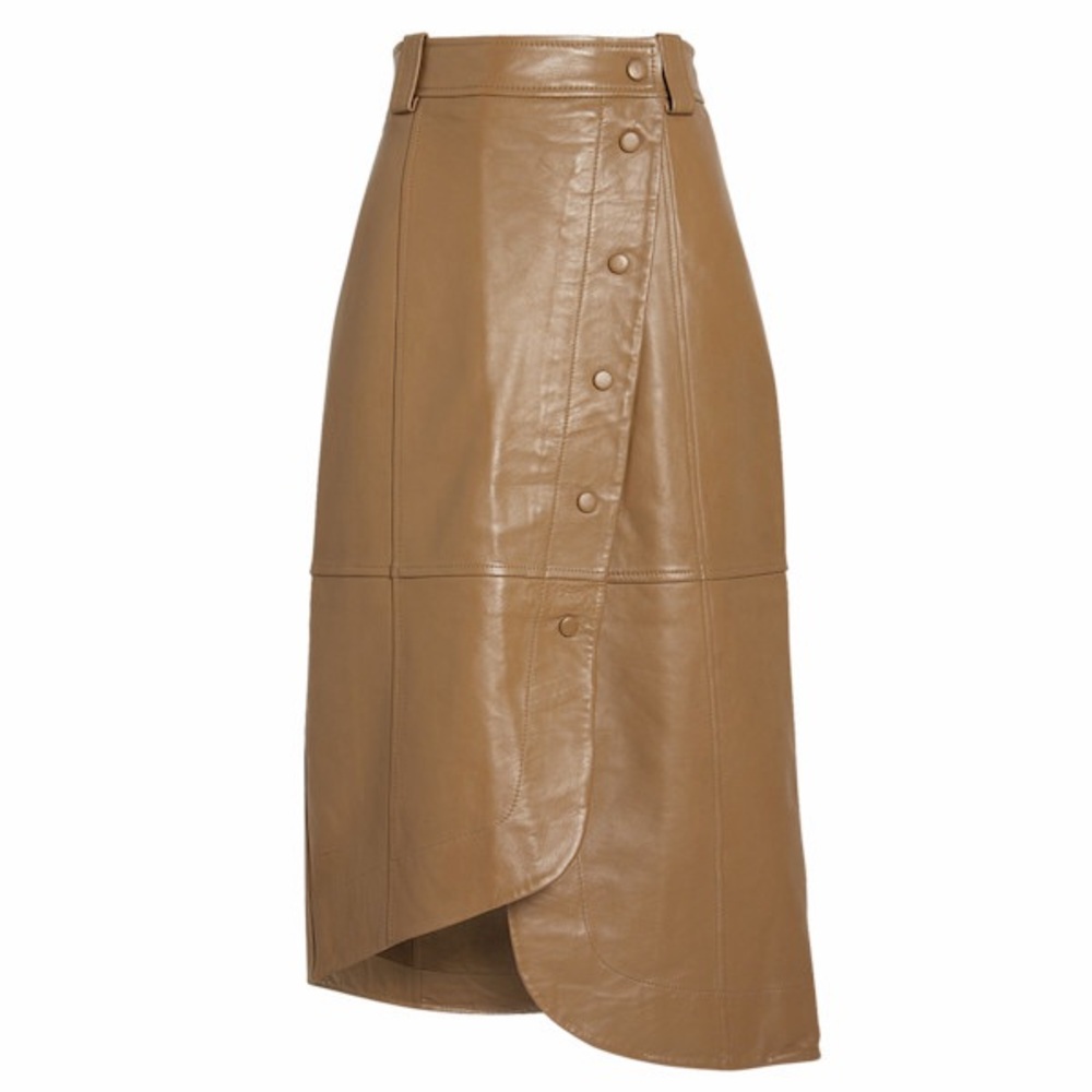 GANNI Lamb Leather Wrap Skirt